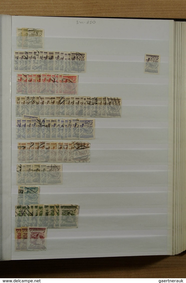 27557 Österreich: 1850-1945. Mostly used stock Austria 1850-1945 in fat stockbook, including a.o. better c