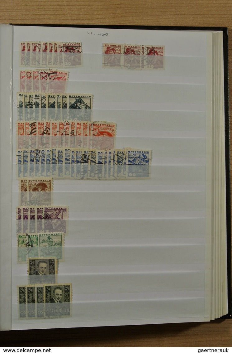 27557 Österreich: 1850-1945. Mostly used stock Austria 1850-1945 in fat stockbook, including a.o. better c