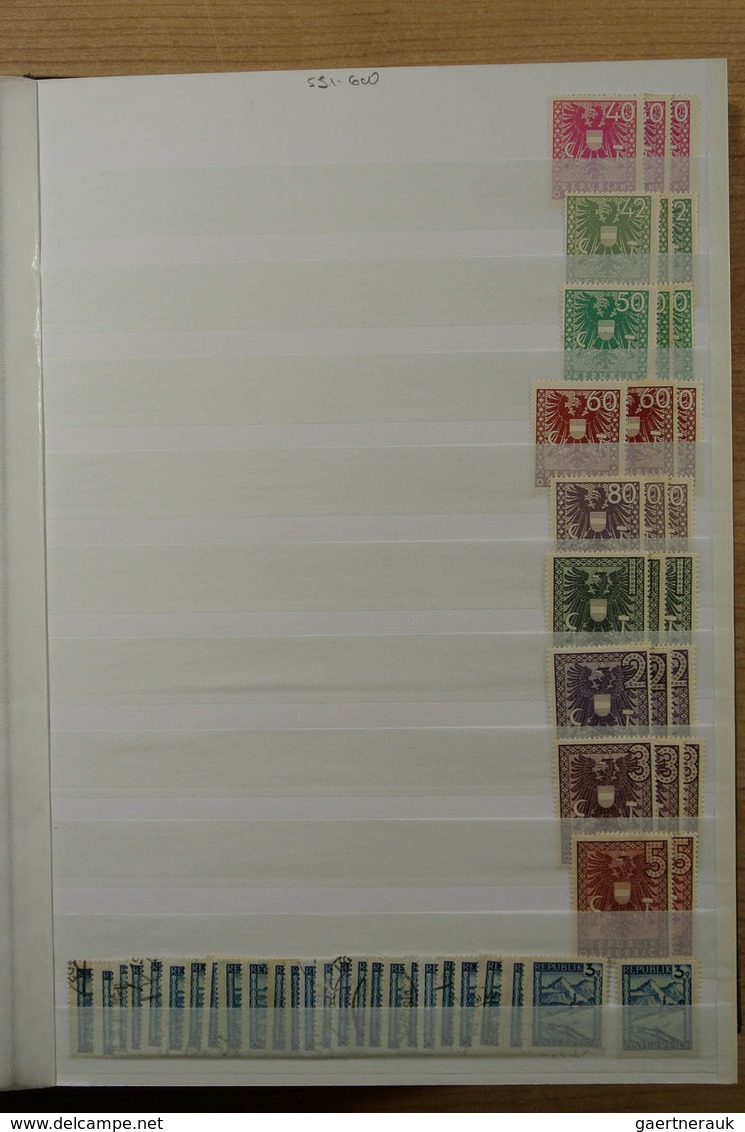 27557 Österreich: 1850-1945. Mostly used stock Austria 1850-1945 in fat stockbook, including a.o. better c