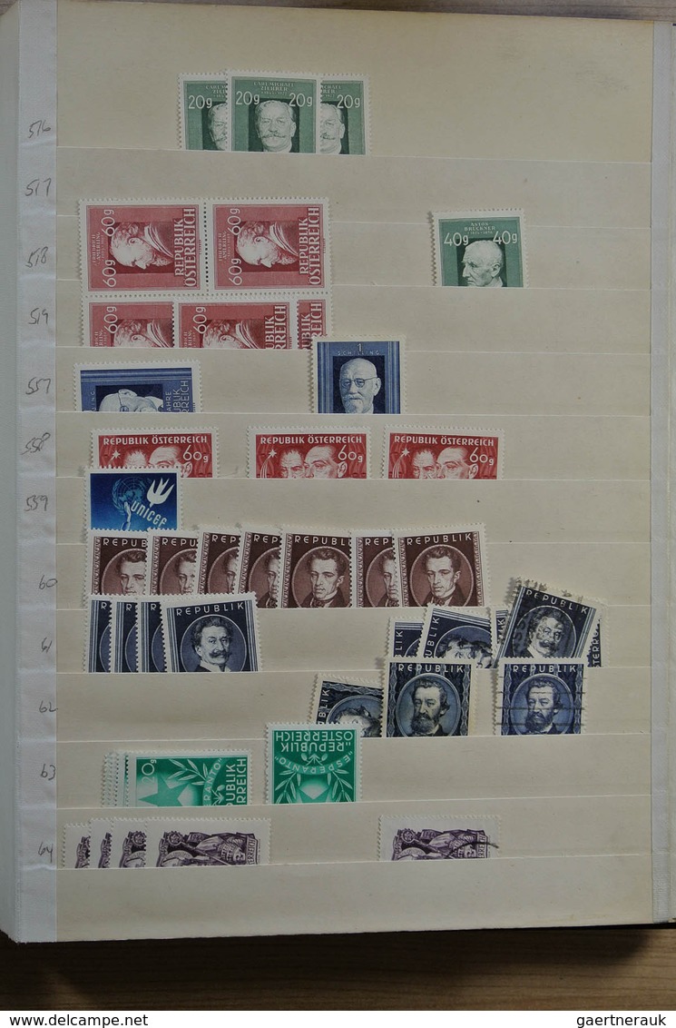 27583 Österreich: 1890-1960. Stockbook with various MNH, mint hinged and used material of Austria 1890-196
