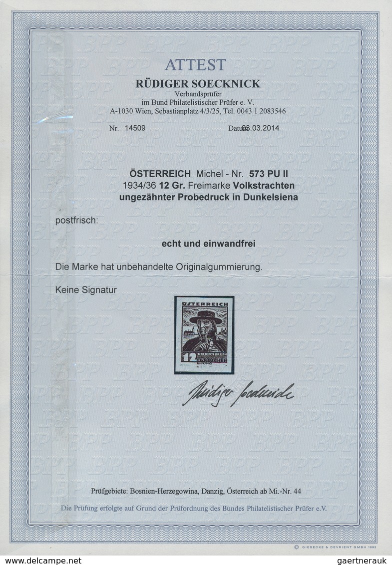 27587 Österreich: 1916/1934, Lot Von Vier Probedrucken: MiNr. 196 PU (60 H. Magenta, Abweichende Zeichnung - Neufs