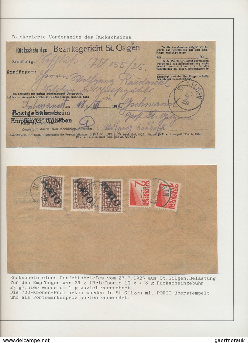 27631 Österreich - Portomarken: 1925/38, Große Spezial-Sammlung Von Etwa 250 Nachporto-Belegen Ab Währungs - Taxe