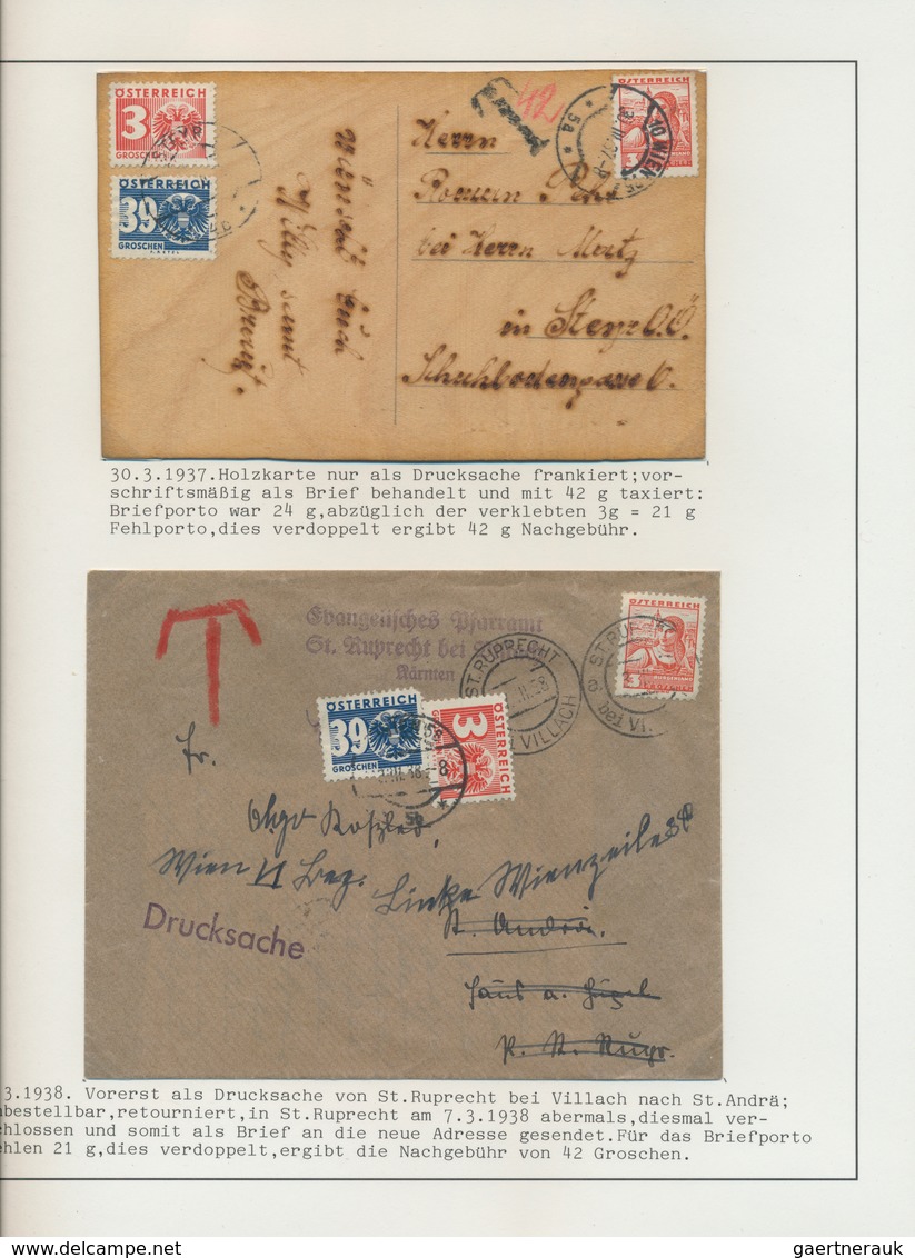 27631 Österreich - Portomarken: 1925/38, Große Spezial-Sammlung Von Etwa 250 Nachporto-Belegen Ab Währungs - Taxe