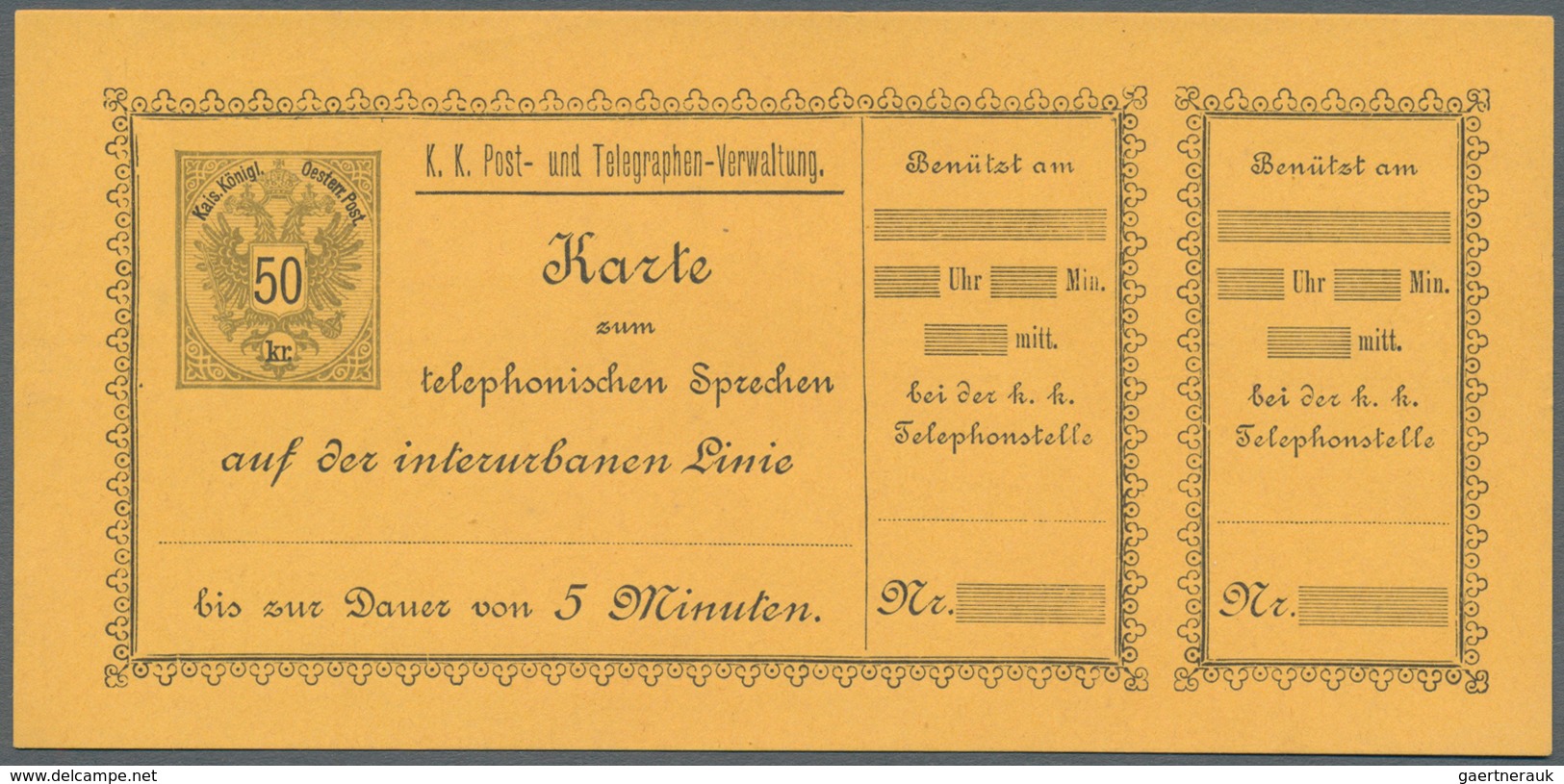 27637 Österreich - Telefonsprechkarten: 1886-1900: Sammlung Von 11 UNGEBRAUCHTEN, Frühen Telefonsprechkart - Autres & Non Classés