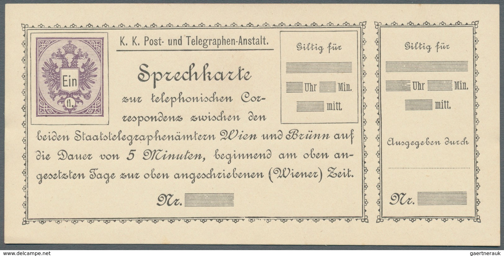 27637 Österreich - Telefonsprechkarten: 1886-1900: Sammlung Von 11 UNGEBRAUCHTEN, Frühen Telefonsprechkart - Autres & Non Classés