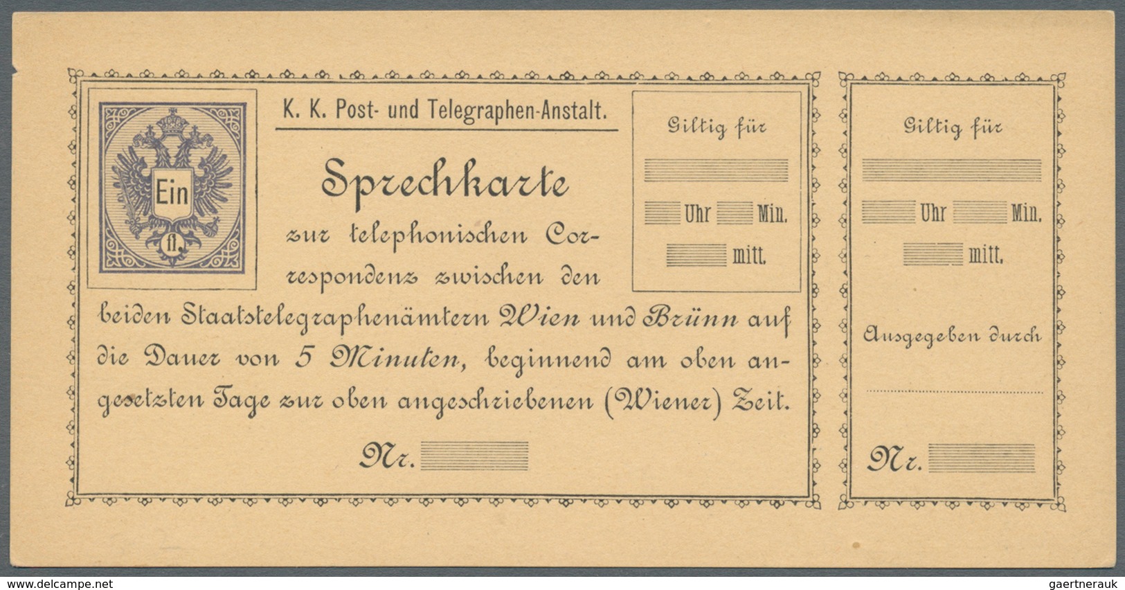 27637 Österreich - Telefonsprechkarten: 1886-1900: Sammlung von 11 UNGEBRAUCHTEN, frühen Telefonsprechkart