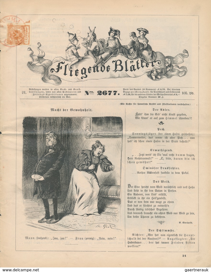 27638 Österreich - Zeitungsstempelmarken: 1861/1899, Lot Von Zwölf Frankierten Zeitungen/großen Zeitungste - Zeitungsmarken