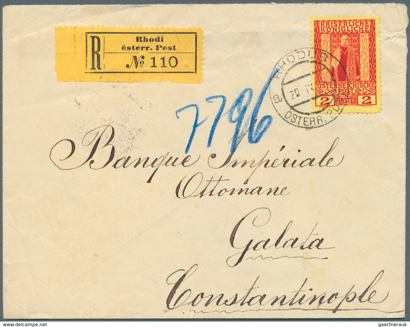 27644 Österreichische Post in der Levante: 1866/1918, 22 Belege ohne Constantinpel und Smyrna, dabei u. a.