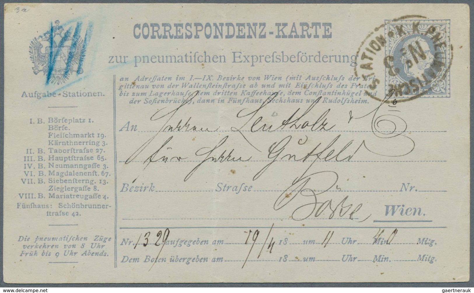 27659 Österreich - Ganzsachen: 1879/1914, ROHRPOST-Ganzsachen, Interessante Sammlung Mit Ca.40 Gebrauchten - Autres & Non Classés