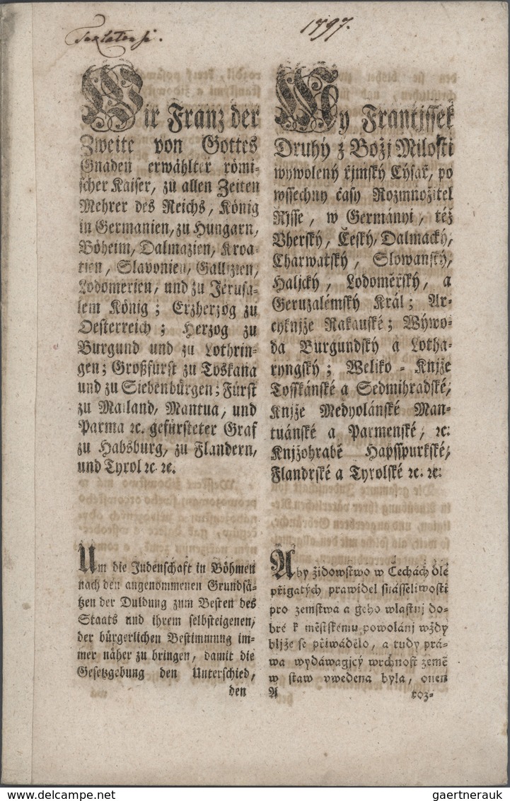 27667 Österreich - Besonderheiten: 1797/1812, Sechs Kundmachungen Und Patente Des österreichsichen Kaisers - Autres & Non Classés