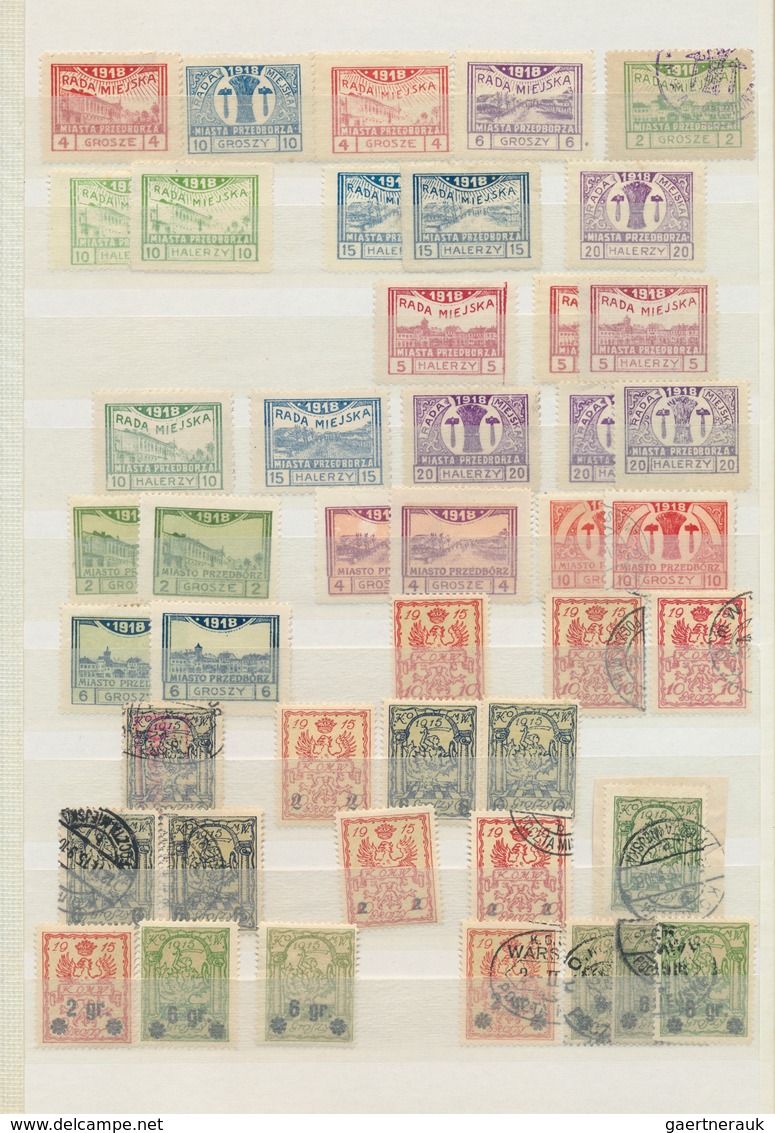 27704 Polen: 1915/1939, BACK OF THE BOOK, Mint And Used Assortment On Stocksheets, Some Valuated Cautiousl - Lettres & Documents
