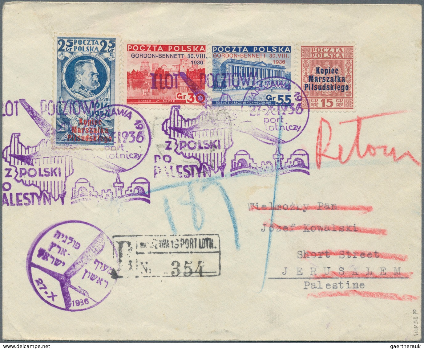 27719 Polen: 1929/1939, Lot Of Four 1st Flight Covers: 1.6.29 Poznan-Gdansk, 1.6.29 Bydgoszcz-Poznan, 27.X - Lettres & Documents