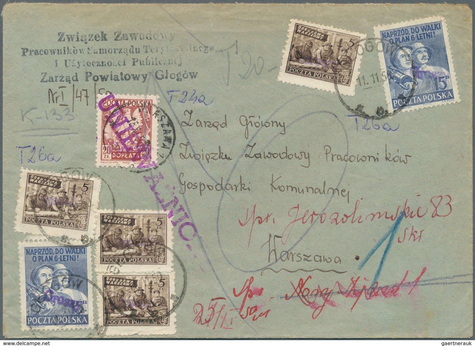 27726 Polen: 1950/1951, GROSZY OVERPRINTS: very comprehensive collection of more than 250 covers from the