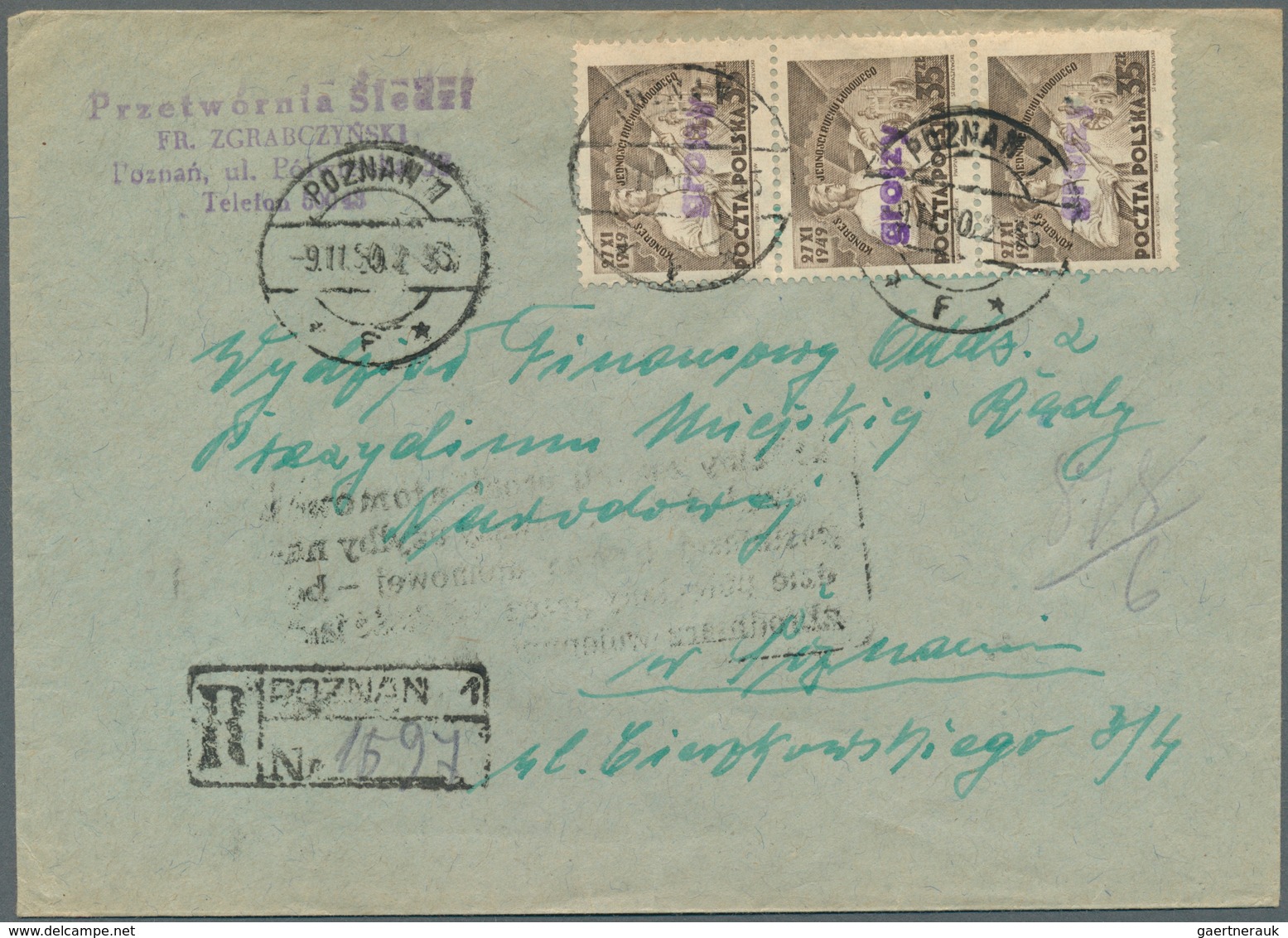 27726 Polen: 1950/1951, GROSZY OVERPRINTS: very comprehensive collection of more than 250 covers from the