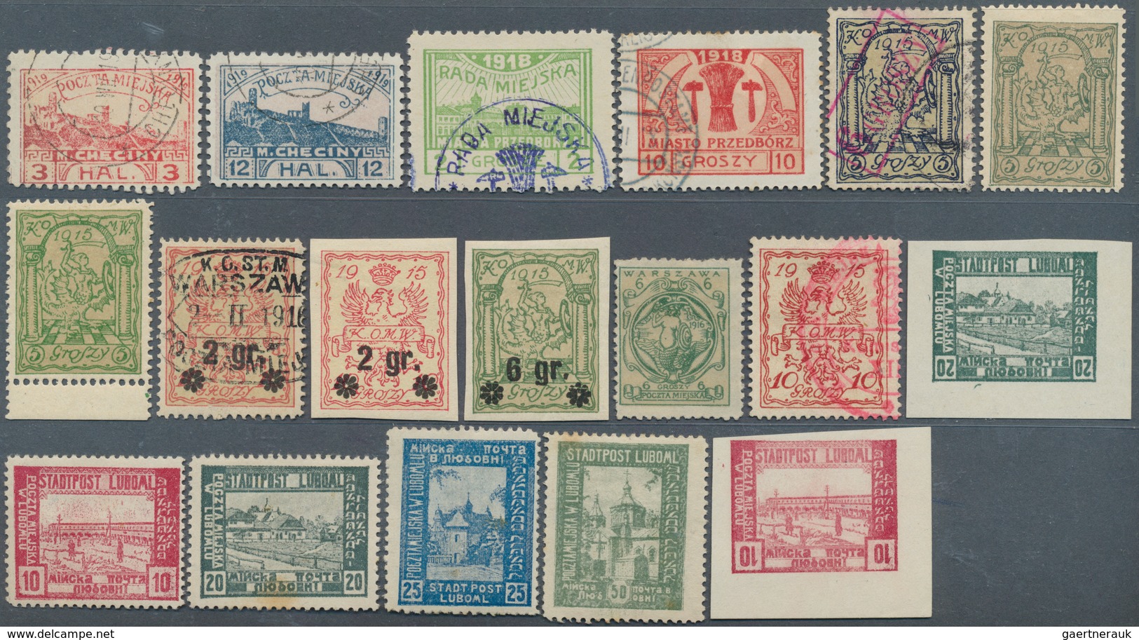 27732 Polen - Bestellpostanstalten: 1915/1918, Warsaw/Zarki/Przedborz/Luboml, Lot Of 44 Stamps (see Photo) - Altri & Non Classificati