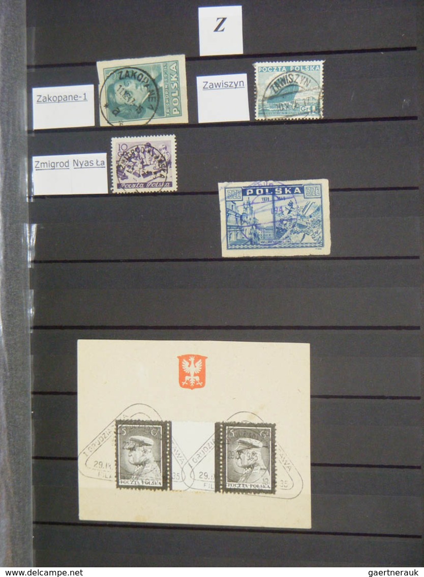 27734 Polen - Stempel: Collection cancels of Poland in album and stockbook. Contains mostly classic materi