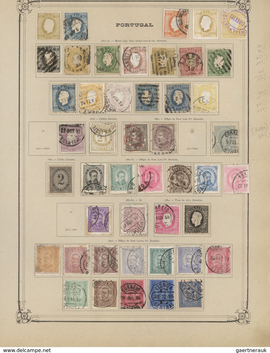 27746 Portugal: 1853/1944, Old Collection On Leaves (stamps Hinged On Both Sides) With High Emphasis On Th - Lettres & Documents