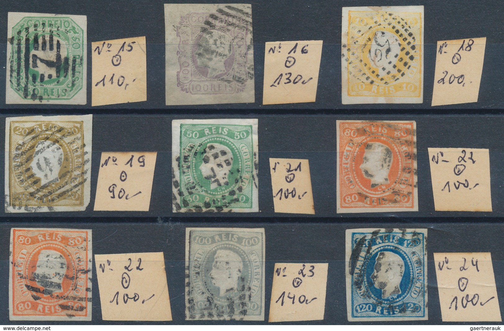 27749 Portugal: 1853/1930 Ca., Collection Of Used Stamps On 6 Small Stockcards, Most Times In Very Good Co - Lettres & Documents