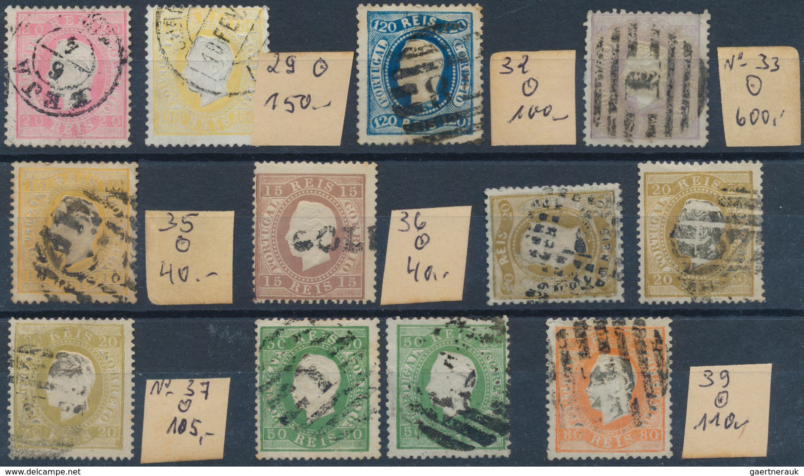 27749 Portugal: 1853/1930 Ca., Collection Of Used Stamps On 6 Small Stockcards, Most Times In Very Good Co - Lettres & Documents