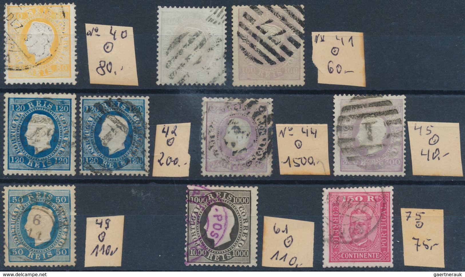 27749 Portugal: 1853/1930 Ca., Collection Of Used Stamps On 6 Small Stockcards, Most Times In Very Good Co - Lettres & Documents