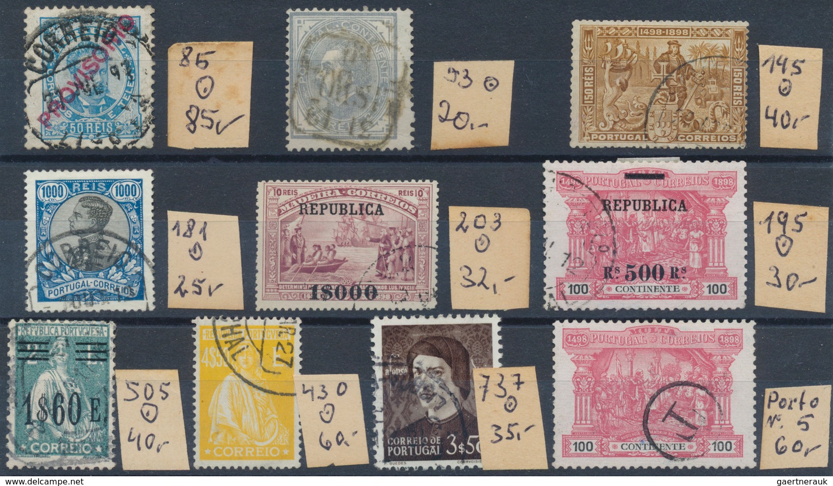 27749 Portugal: 1853/1930 Ca., Collection Of Used Stamps On 6 Small Stockcards, Most Times In Very Good Co - Lettres & Documents