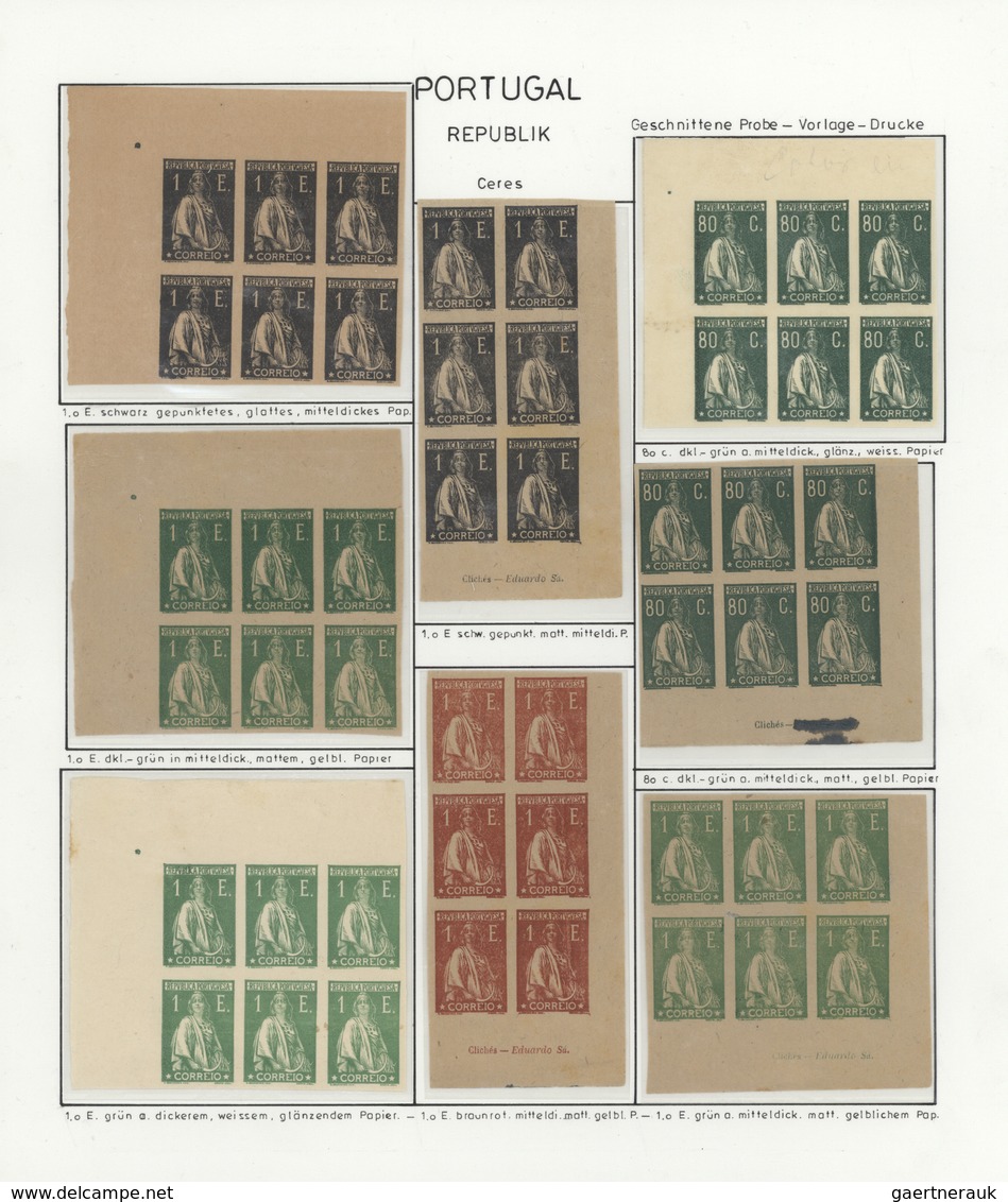 27768 Portugal: 1912/1920 (ca.), CERES, Collection Of Apprx. 370 Imperforate Proofs, Neatly Arranged On Wr - Lettres & Documents