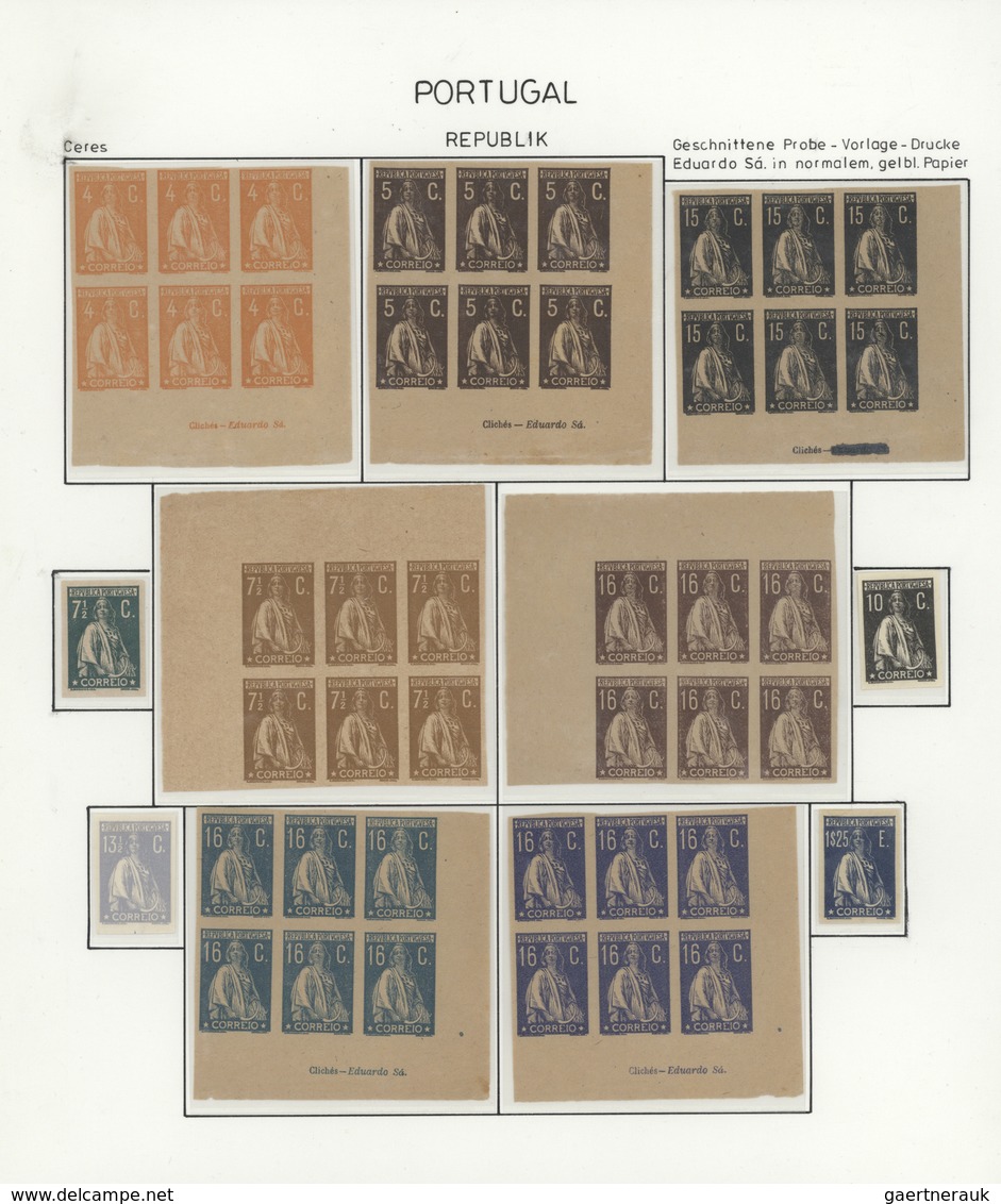 27768 Portugal: 1912/1920 (ca.), CERES, Collection Of Apprx. 370 Imperforate Proofs, Neatly Arranged On Wr - Lettres & Documents