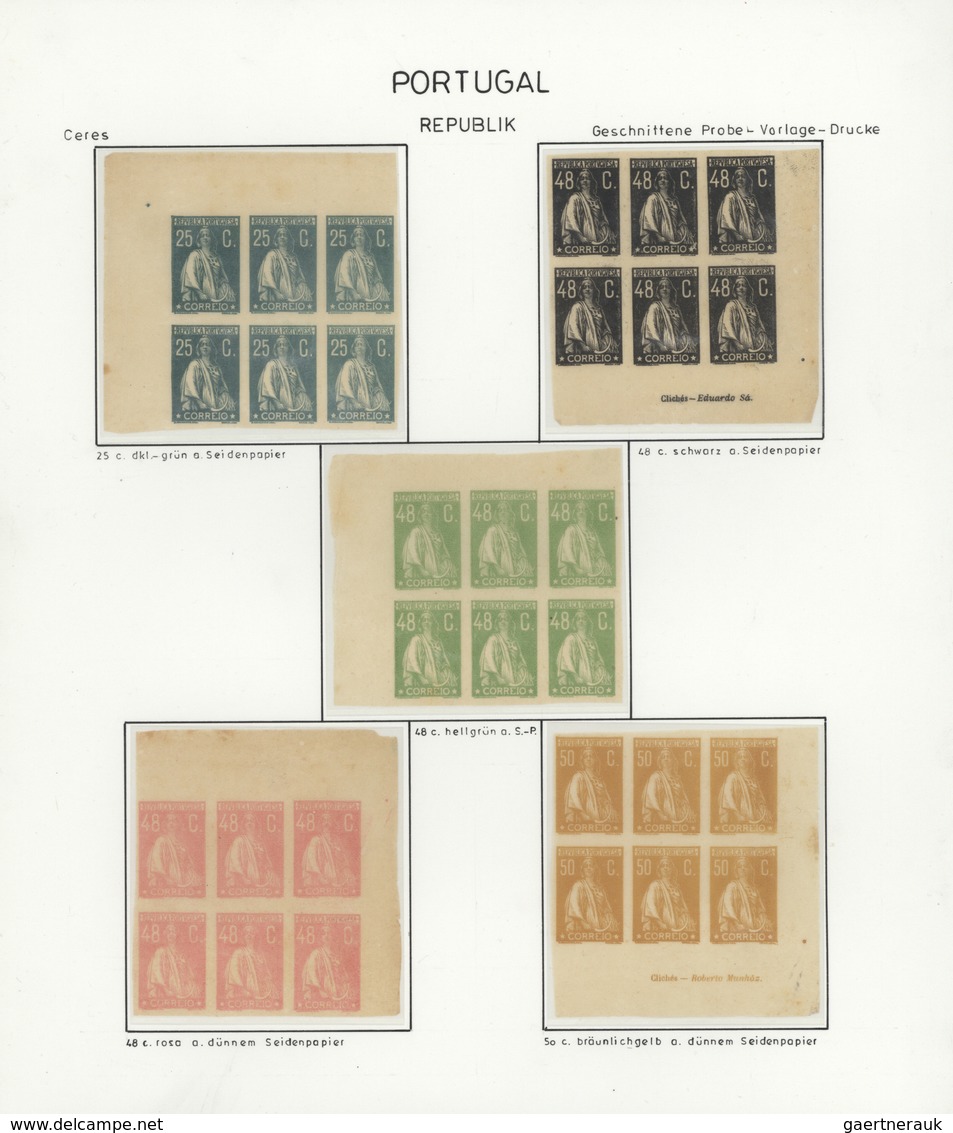 27768 Portugal: 1912/1920 (ca.), CERES, Collection Of Apprx. 370 Imperforate Proofs, Neatly Arranged On Wr - Lettres & Documents