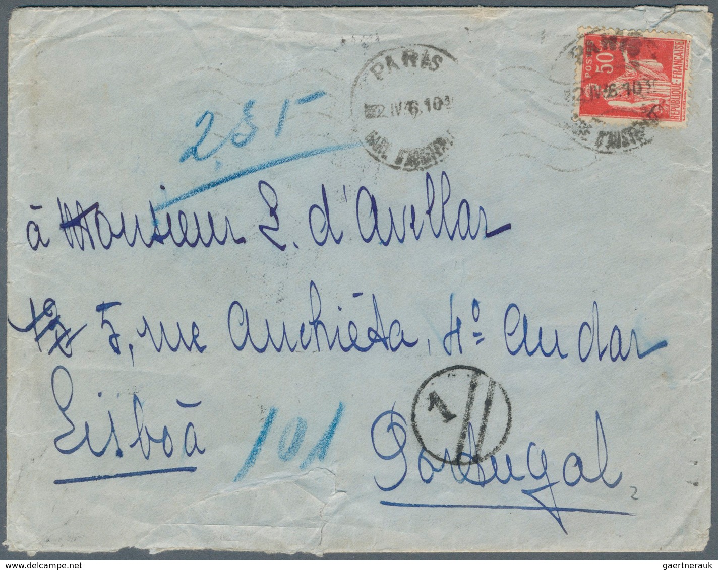 27771 Portugal: 1921/1945, Lot Of Seven Covers/cards, Only Better Items (single Lots), E.g. 1923 25c. Rose - Lettres & Documents