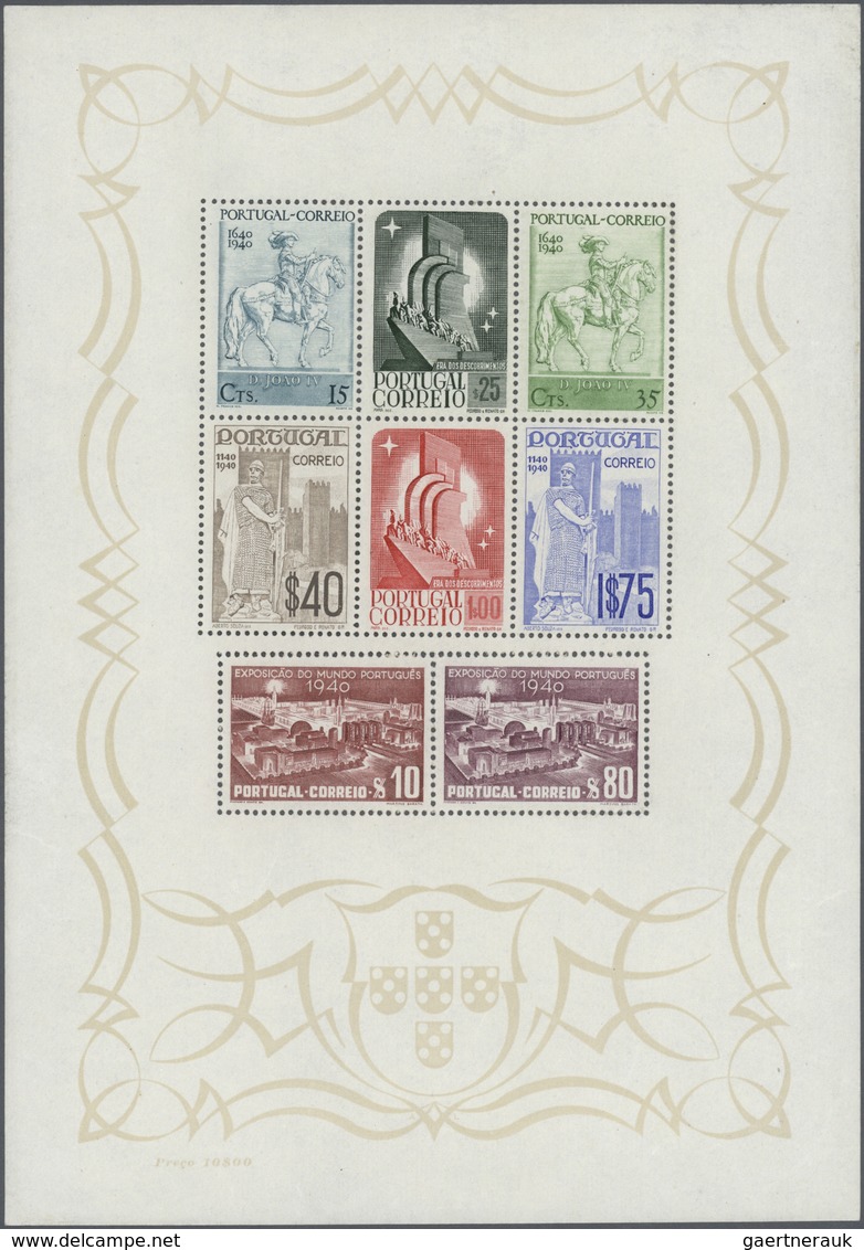 27776 Portugal: 1940, Independence, Souvenir Sheet, Ten Pieces Unmounted Mint. Michel Bl. 2, 3.800,- ?. - Lettres & Documents