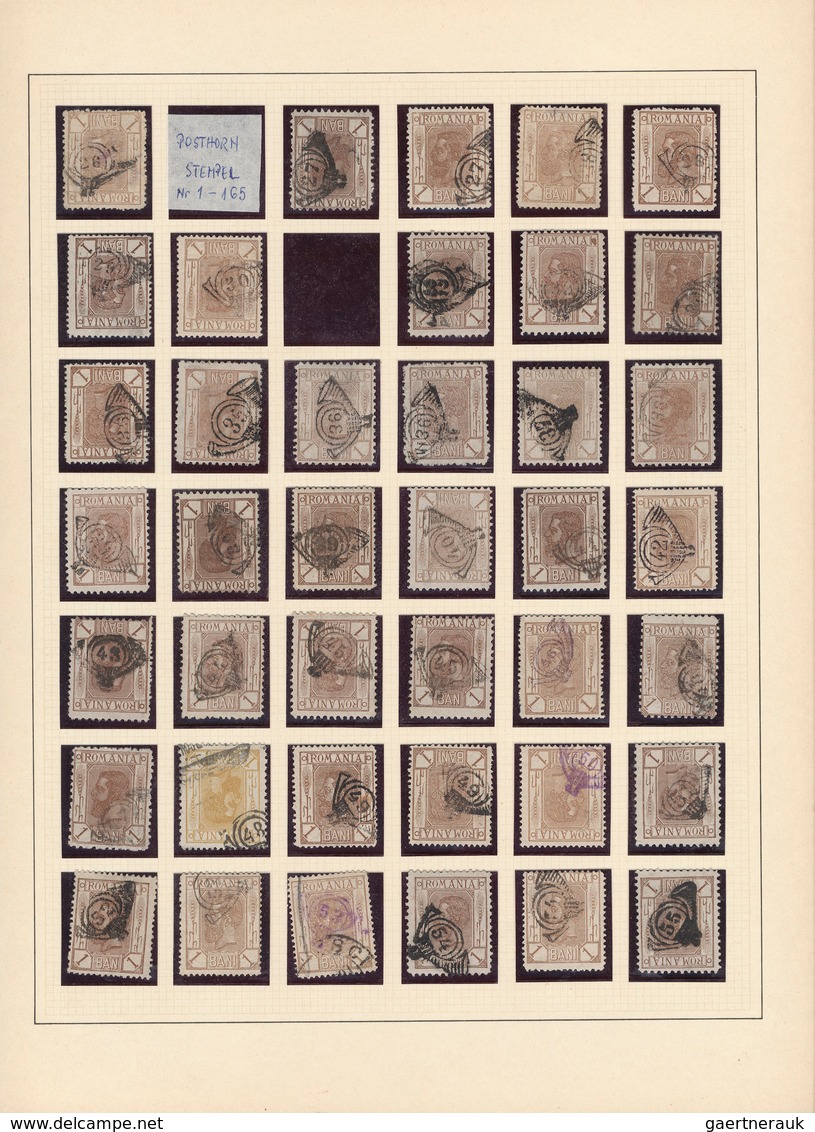 27870 Rumänien: 1893, 1 B. Hellbraun, Ca. 230 Exemplaren Mit POSTHORN-NUMMERNSTEMPEL Von Nr. "1" Bis "165" - Storia Postale
