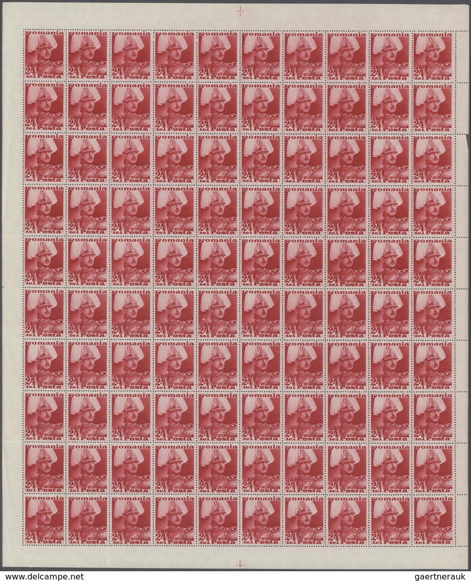 27872 Rumänien: 1940, Definitives "Carol/Posta", All In 1940 Issued Values In Complete Sheets Of 100 Stamp - Lettres & Documents