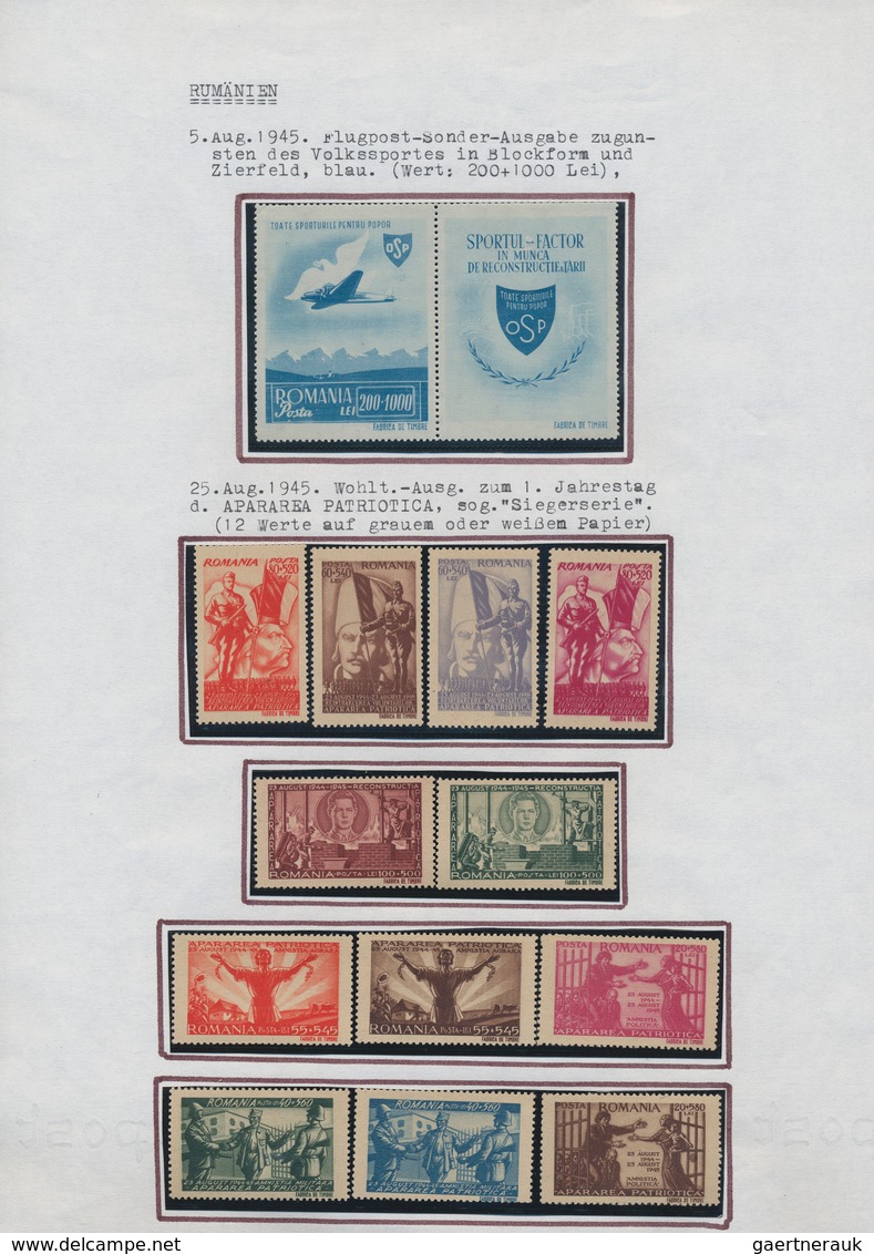 27873 Rumänien: 1945/1989, Unmounted Mint Collection In Six Albums, Neatly Arranged On Written Up Pages, A - Lettres & Documents