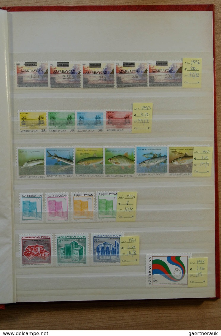 27891 Russland / Sowjetunion / GUS / Nachfolgestaaaten: Box with 7 stcokbooks eith MNH modern material til