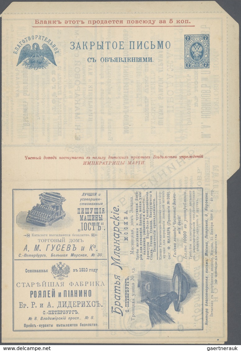 27931 Russland - Ganzsachen: 1898/1901, CHARITY LETTER-SHEETS OF RUSSIAN EMPIRE, Extraordinary Collection - Entiers Postaux