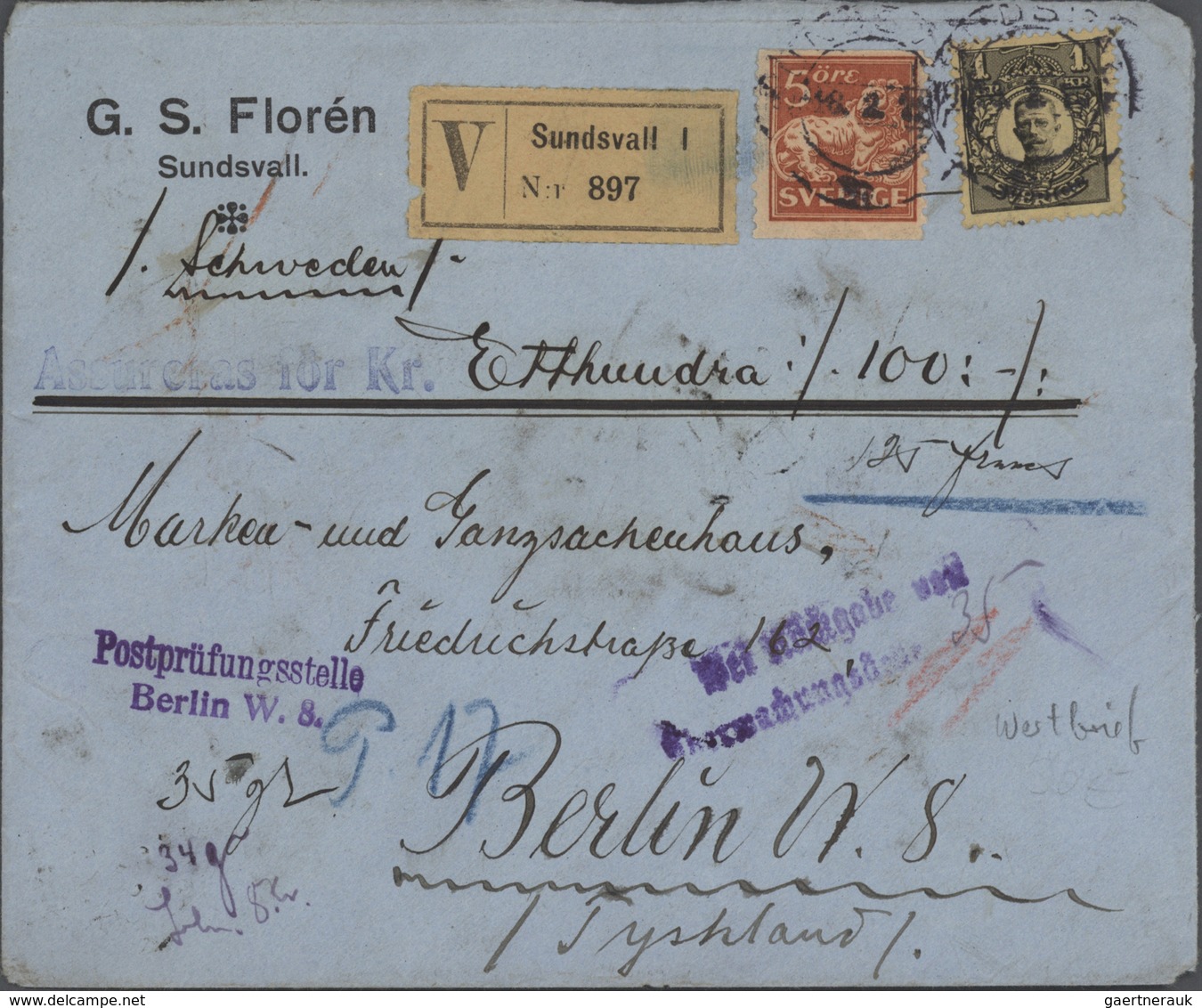 27963 Schweden: 1722/1960, interesting lot of ca. 55 better covers and 9 regulations for post offices (172