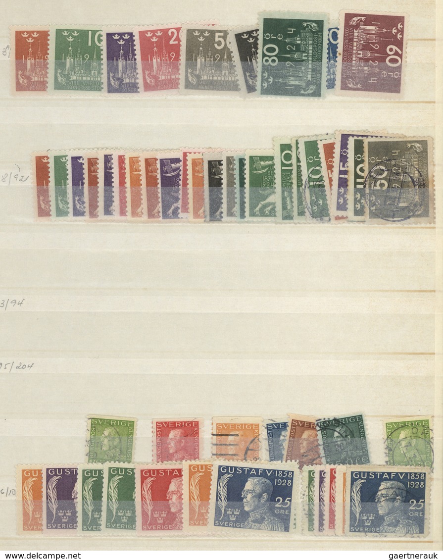 27965 Schweden: 1850's-1980's: Collection And Stock Of Mint And Used Stamps In An Album And Three Stockboo - Ongebruikt