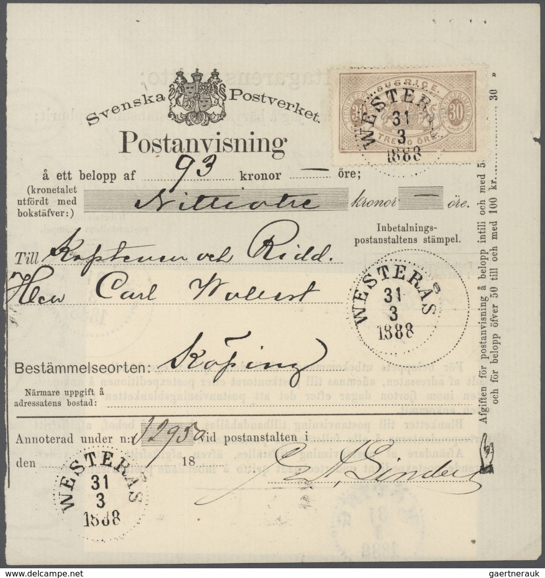 27966 Schweden: 1850/1960 (ca) ungefähr 460 Belege - größtenteils Bedarf, viele Briefe, Formulare, ... ab