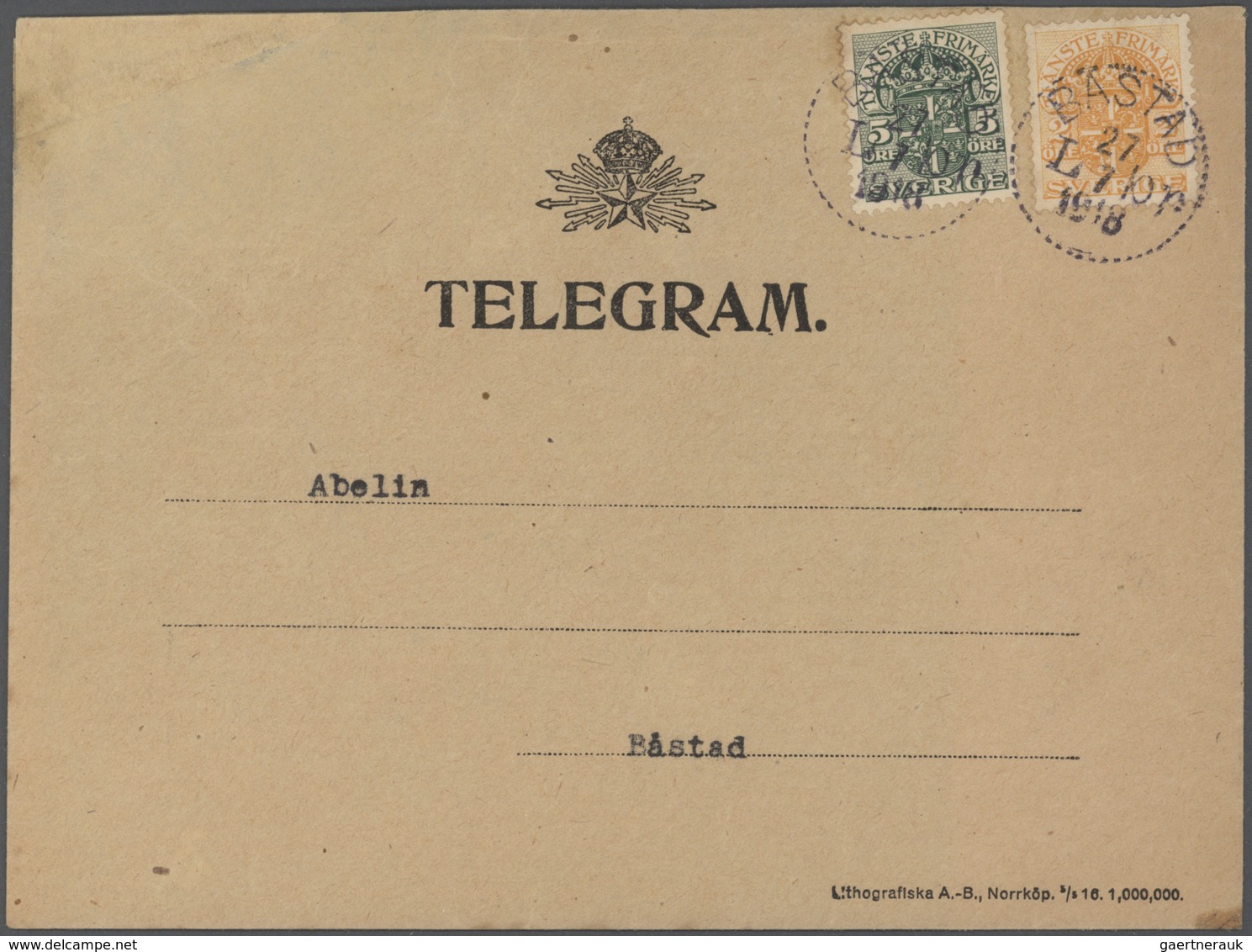 27966 Schweden: 1850/1960 (ca) ungefähr 460 Belege - größtenteils Bedarf, viele Briefe, Formulare, ... ab