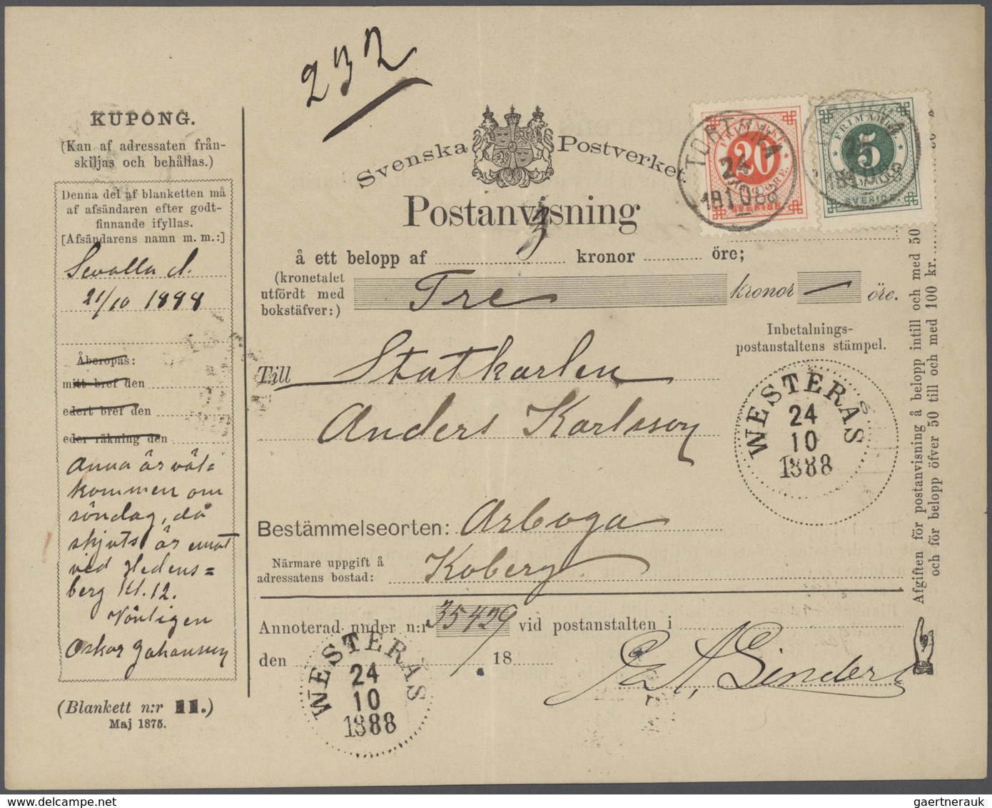 27966 Schweden: 1850/1960 (ca) ungefähr 460 Belege - größtenteils Bedarf, viele Briefe, Formulare, ... ab