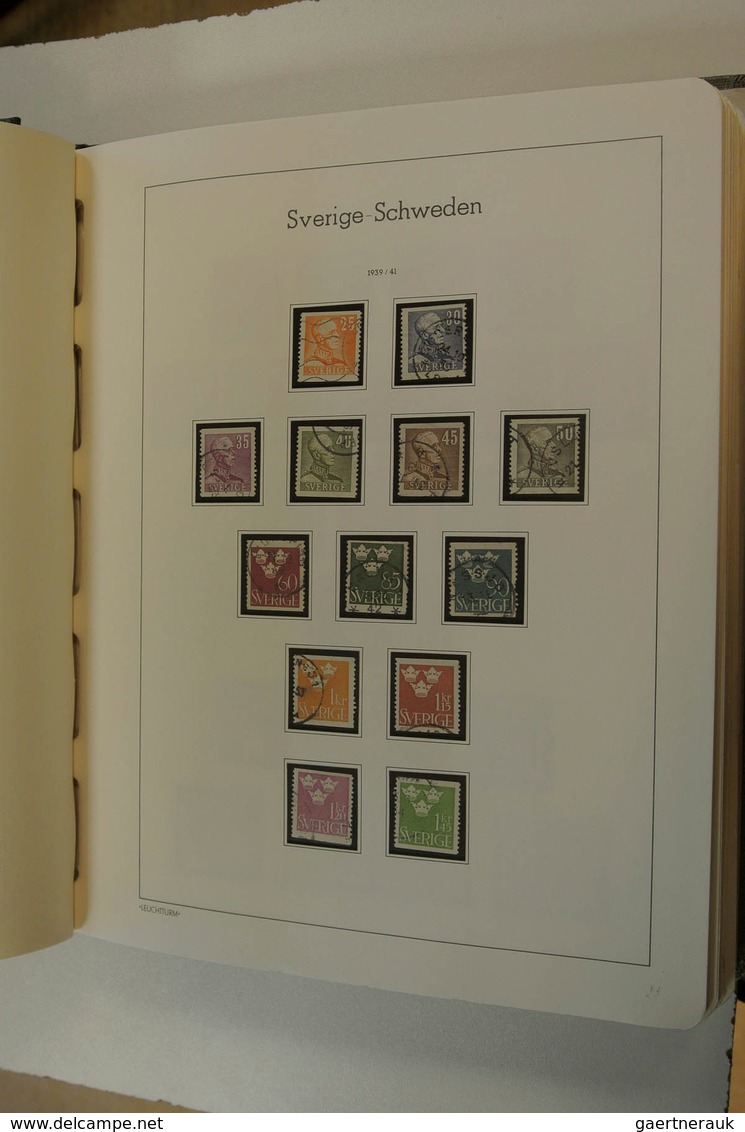 27968 Schweden: 1855/1980: Well filled, used collection Sweden 1855-1980 in 2 Leuchtturm albums. Collectio