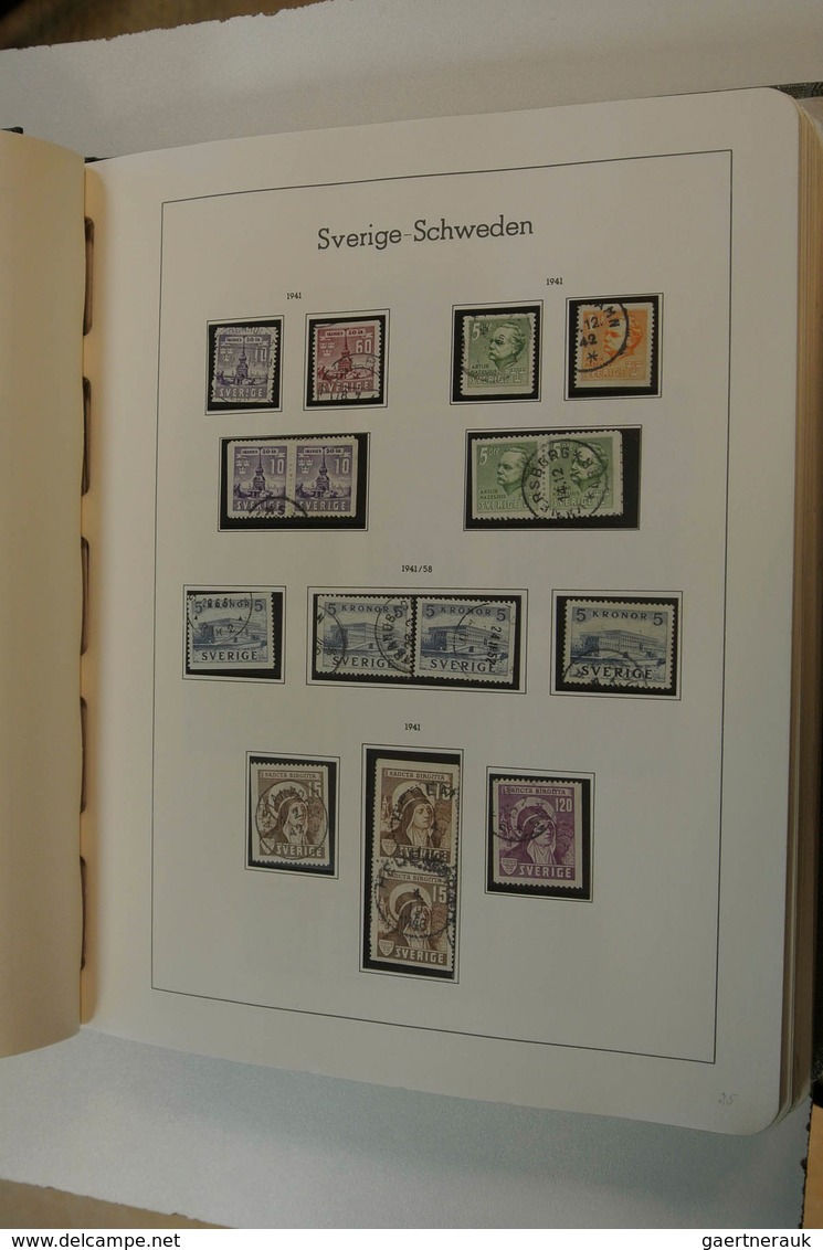 27968 Schweden: 1855/1980: Well filled, used collection Sweden 1855-1980 in 2 Leuchtturm albums. Collectio