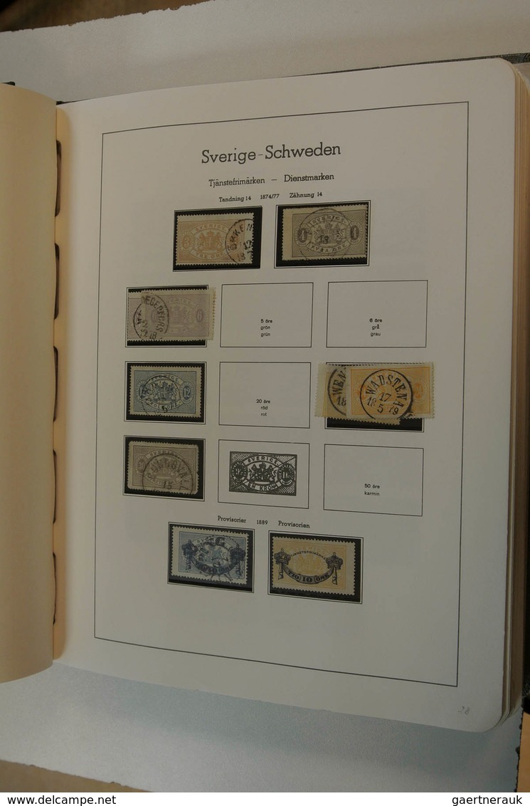 27968 Schweden: 1855/1980: Well filled, used collection Sweden 1855-1980 in 2 Leuchtturm albums. Collectio