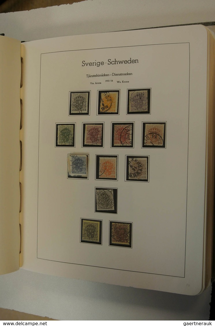 27968 Schweden: 1855/1980: Well filled, used collection Sweden 1855-1980 in 2 Leuchtturm albums. Collectio