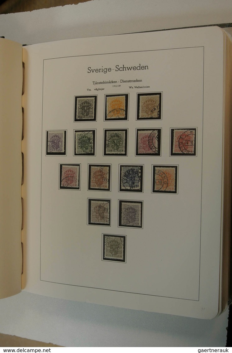 27968 Schweden: 1855/1980: Well filled, used collection Sweden 1855-1980 in 2 Leuchtturm albums. Collectio