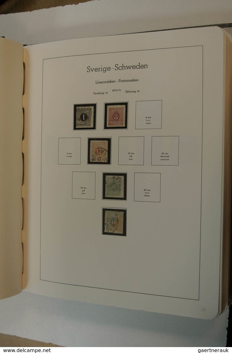 27968 Schweden: 1855/1980: Well filled, used collection Sweden 1855-1980 in 2 Leuchtturm albums. Collectio