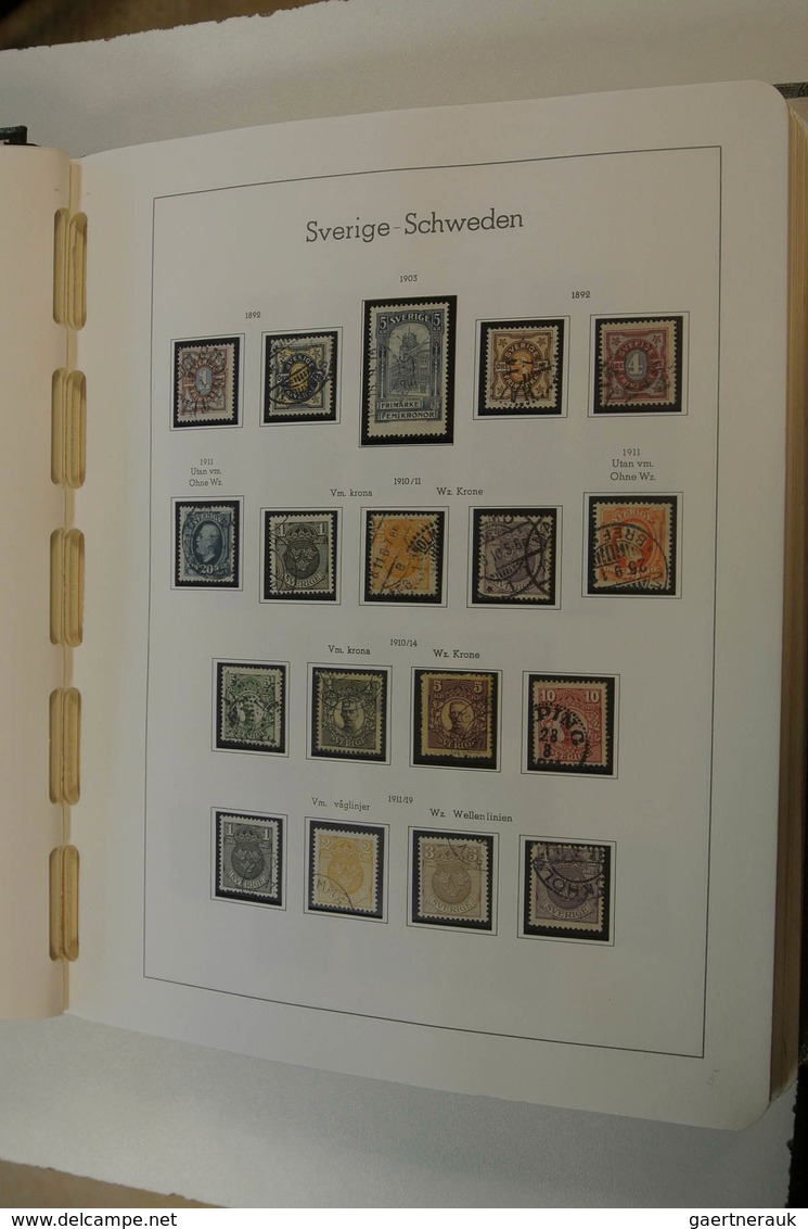 27968 Schweden: 1855/1980: Well filled, used collection Sweden 1855-1980 in 2 Leuchtturm albums. Collectio