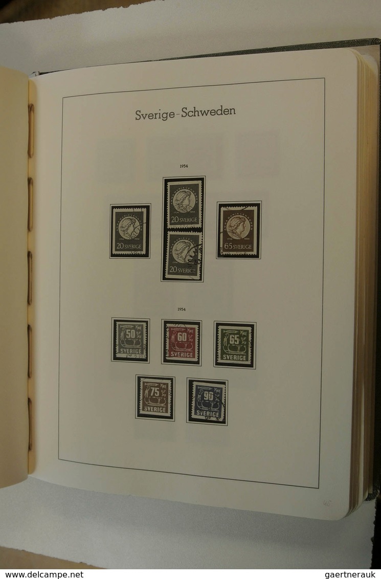 27968 Schweden: 1855/1980: Well filled, used collection Sweden 1855-1980 in 2 Leuchtturm albums. Collectio