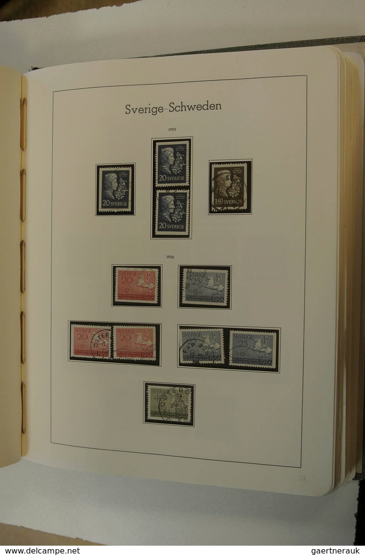 27968 Schweden: 1855/1980: Well filled, used collection Sweden 1855-1980 in 2 Leuchtturm albums. Collectio