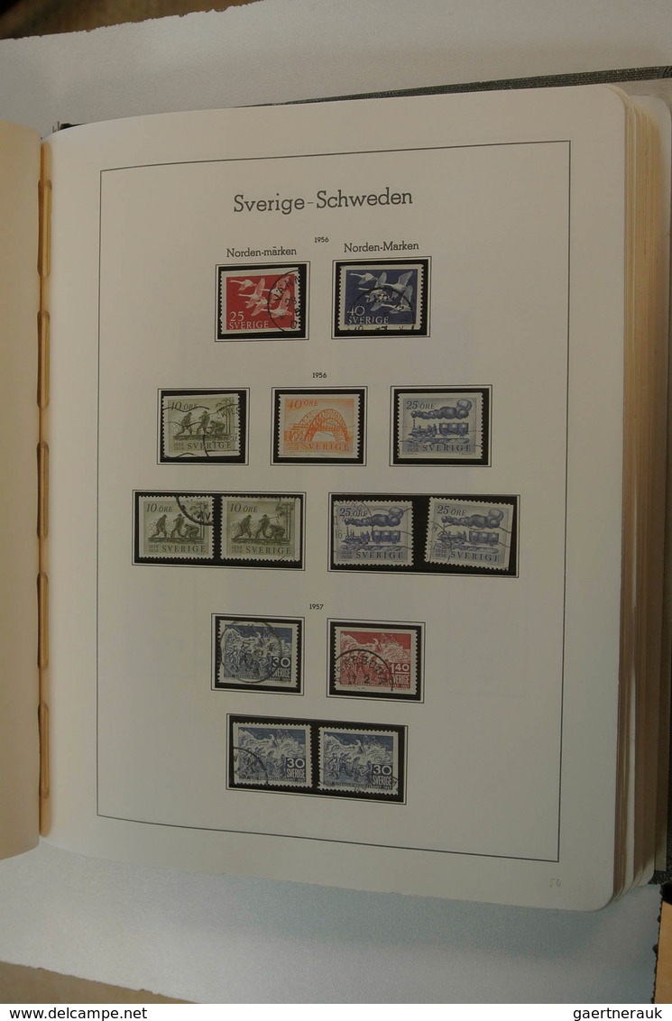 27968 Schweden: 1855/1980: Well filled, used collection Sweden 1855-1980 in 2 Leuchtturm albums. Collectio